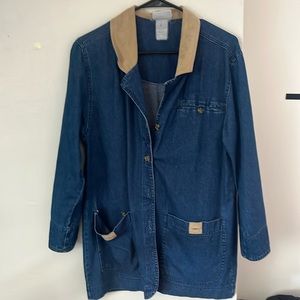 Vintage denim jean jacket with suede collar